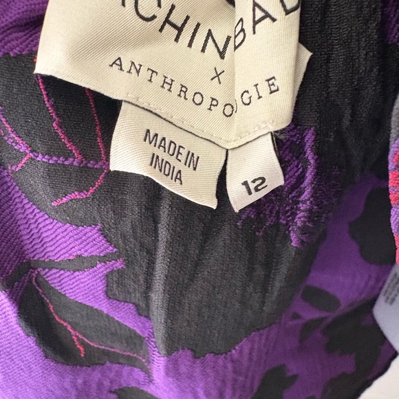 Anthropologie Black and Red Leaf Print Blouse - Picture 3 of 3